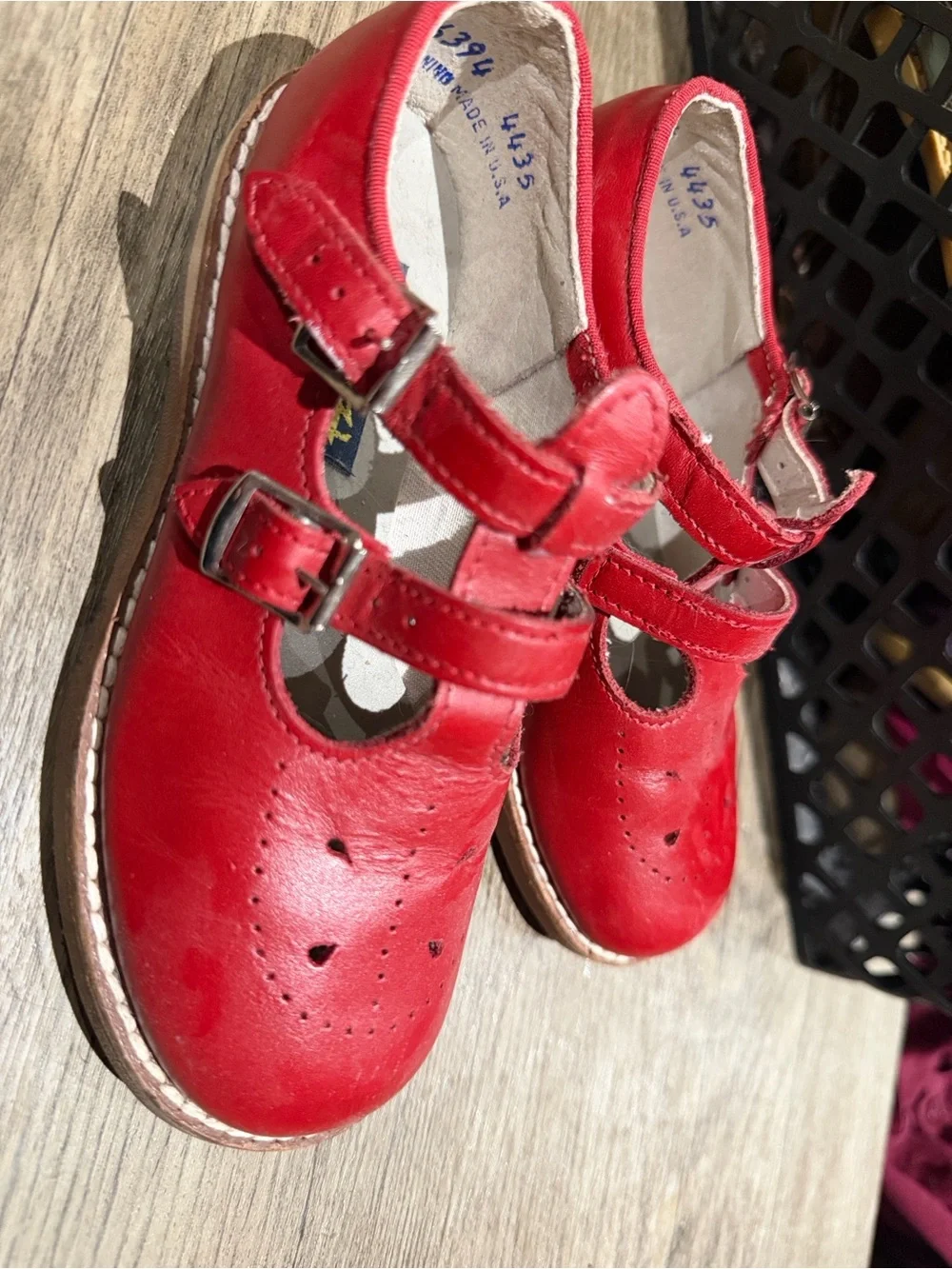 Girls' Red Double-Strap Mary Jane Dress Shoes